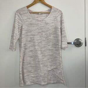 Pure Jill Women's Cream Pink Marled Knit 3/4 Sleeve Scoop Neck Top‎